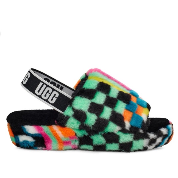 UGG Fluff Yeah Check Slide Sandals Size 8 - Picture 4 of 15